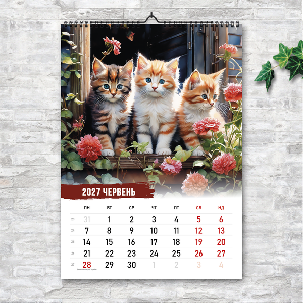 Календарь с котами А3 перекидной 2027 &mdash; 13 листов, акварель 250131 фото