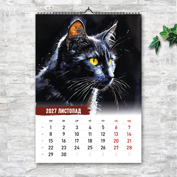 Календарь с котами А3 перекидной 2027 &mdash; 13 листов, акварель 250131 фото