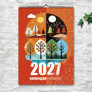 Календарь 2027 перекидной настенный РЕТРО БОЛЬШИЕ ЦИФРЫ 13 листов 250134 фото
