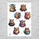 Стикер-пак: Совиные истории. 8 сов на листе А5 STK-0004-OWL фото 1