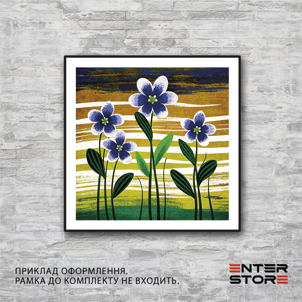 Постер без рамки 30х30 см квіти ретро стиль poster0130 фото
