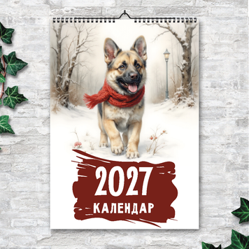 Календарь А3 перекидной настенный 2027 Немецкая овчарка. Арт. 13 листов 269032 фото