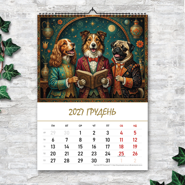 Календар А3 перекидний настінний "Світ собак" 13 листов 270217 фото